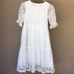 Sunny Fashion Vintage White Lace Dress